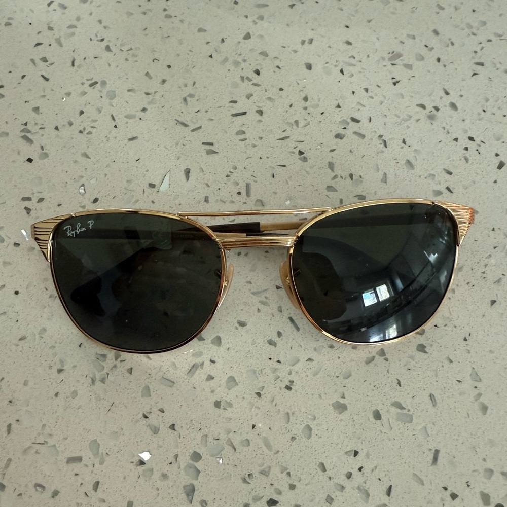 Ray-Ban Gold and Black Classic Sunglasses